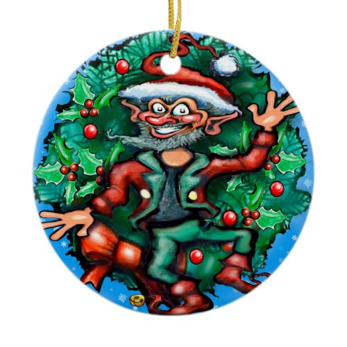 Christmas Elf Ceramic Ornament