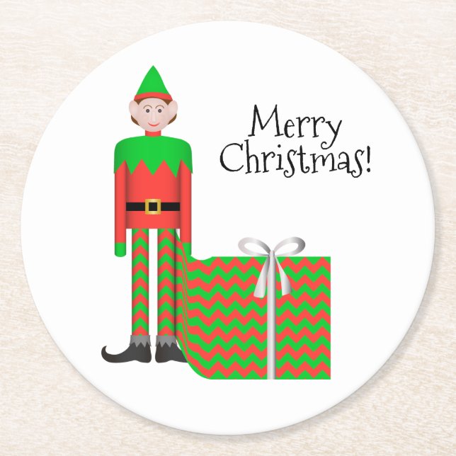 Christmas Elf Coaster - Chevron Gift Package (Front)