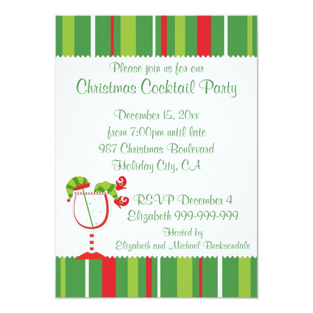 Christmas Elf Cocktail Party Invitation