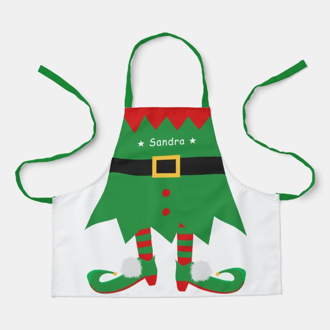 Christmas Elf Costume Santa's Little Helper Cute Apron (Front)