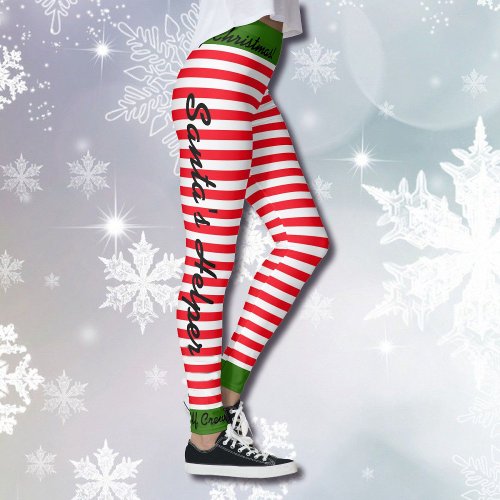 Christmas Elf Crew Leggings Santa Helper YOUR NAME