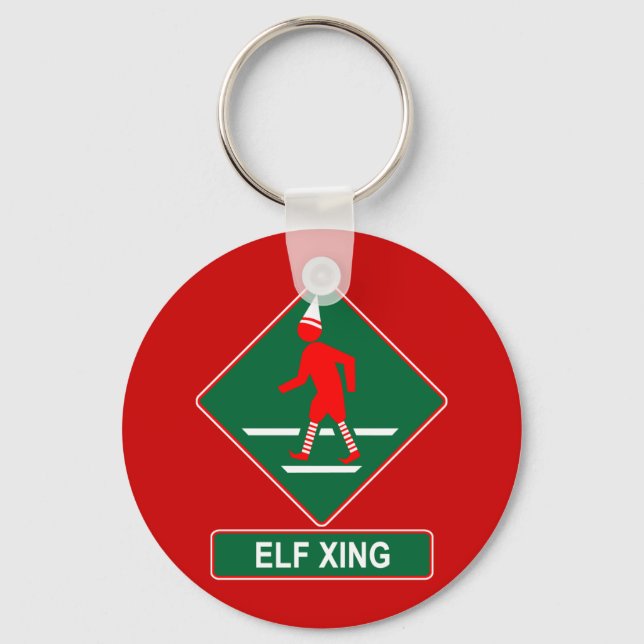 Christmas Elf Crossing Keychain (Front)