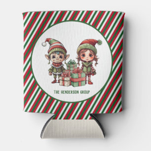 Christmas Elf Custom Name Holiday  Can Cooler
