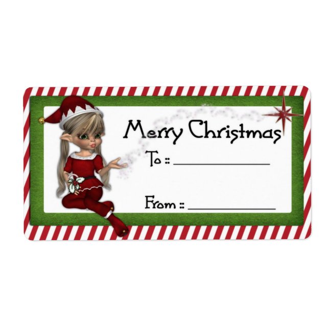 Christmas Elf D1 :: Fantasy Christmas Gift Label (Front)