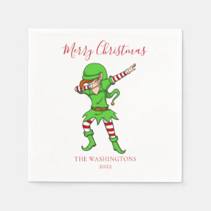 Christmas Elf Dab Dancing Family Holiday Paper Napkins