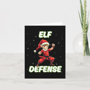 Christmas Elf Defense Funny Martial Arts Karate Ki Card