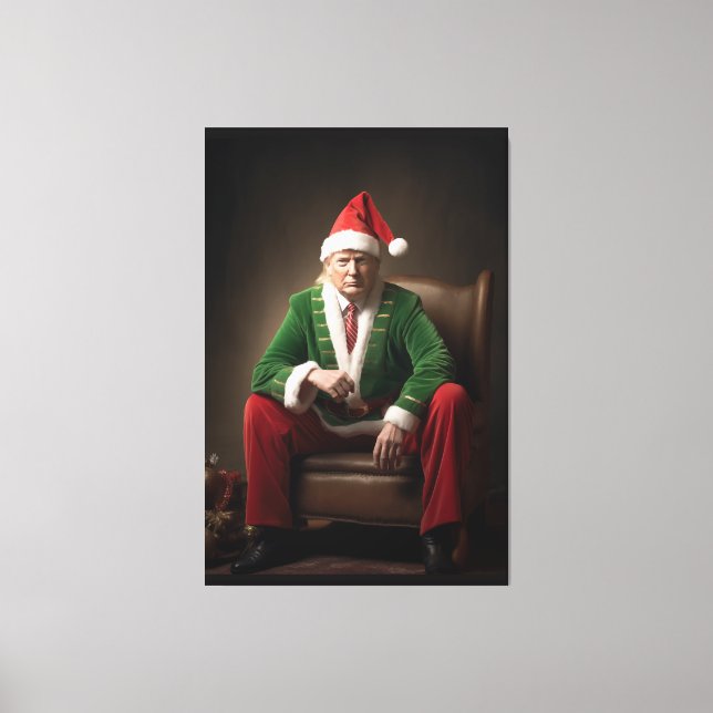 Christmas Elf Donald Trump Canvas Print (Front)