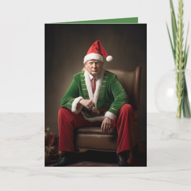 Christmas Elf Donald Trump Card (Front)