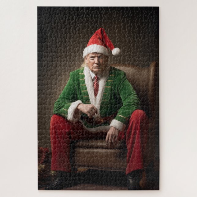 Christmas Elf Donald Trump Jigsaw Puzzle (Vertical)