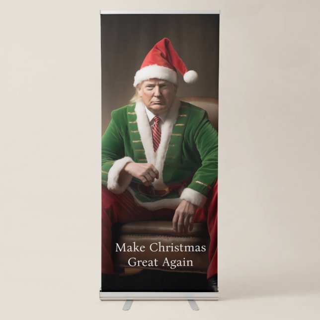 Christmas Elf Donald Trump Retractable Banner (Front)