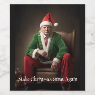 Christmas Elf Donald Trump Wine Label