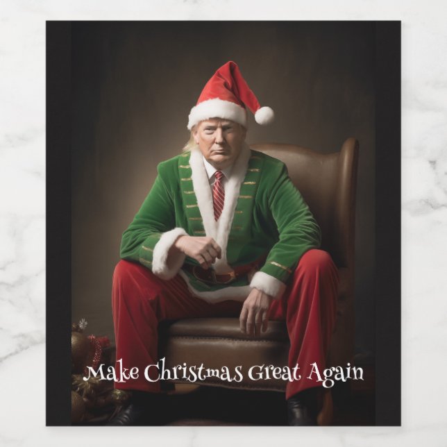 Christmas Elf Donald Trump Wine Label (Single Label)
