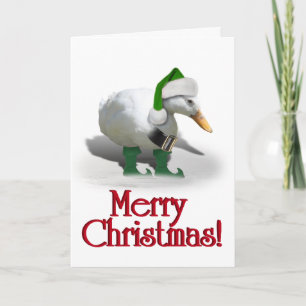 Christmas Elf Duck - Santa's Helper Holiday Card