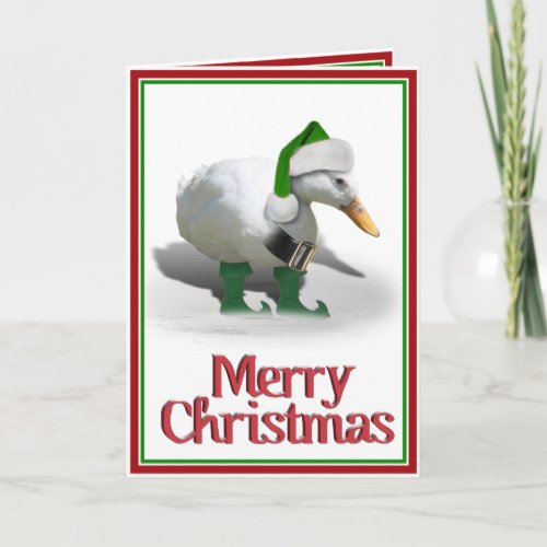 Christmas Elf Duck _ Santas Helper Holiday Card