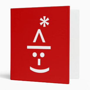 Christmas Elf Emoticon Xmas ASCII Text Art 3 Ring Binder
