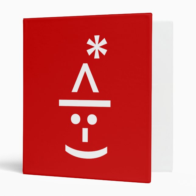 Christmas Elf Emoticon Xmas ASCII Text Art 3 Ring Binder (Front/Inside)