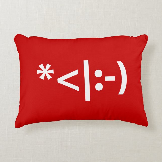 Christmas Elf Emoticon Xmas ASCII Text Art Accent Pillow (Front)