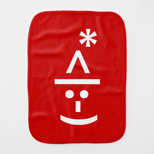 Christmas Elf Emoticon Xmas ASCII Text Art Baby Burp Cloth (Front)