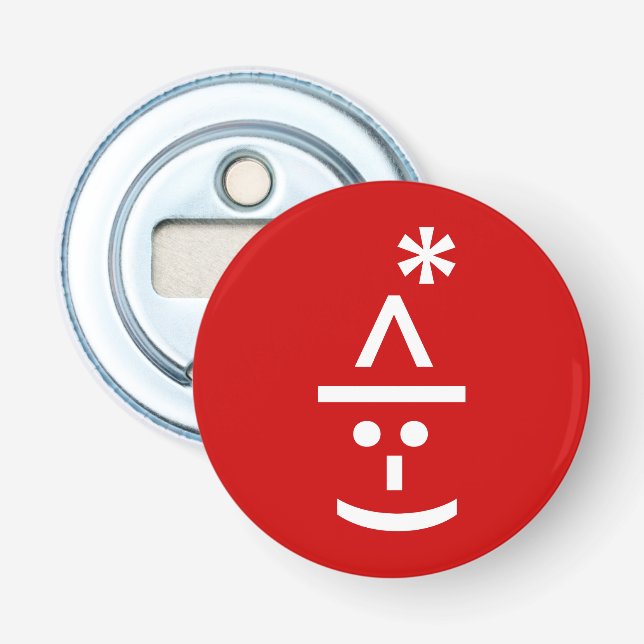 Christmas Elf Emoticon Xmas ASCII Text Art Bottle Opener (Front)