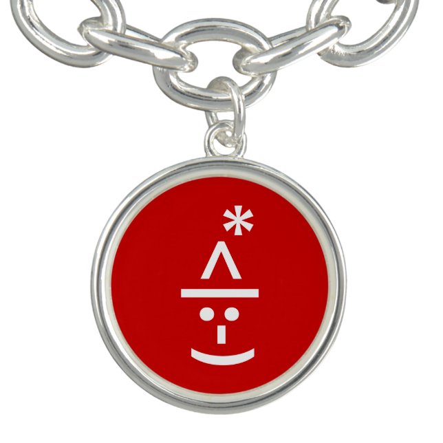 Christmas Elf Emoticon Xmas ASCII Text Art Bracelet (Design)