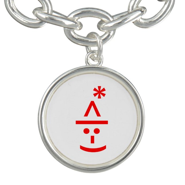 Christmas Elf Emoticon Xmas ASCII Text Art Bracelet (Design)