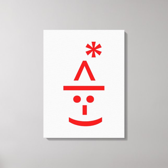 Christmas Elf Emoticon Xmas ASCII Text Art Canvas Print (Front)