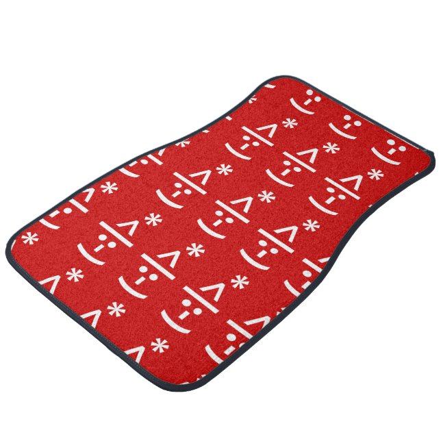 Christmas Elf Emoticon Xmas ASCII Text Art Car Floor Mat (Angled)