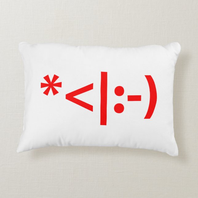 Christmas Elf Emoticon Xmas ASCII Text Art Decorative Pillow (Back)