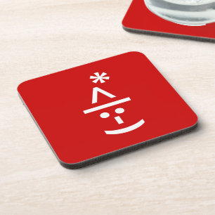 Christmas Elf Emoticon Xmas ASCII Text Art Drink Coaster