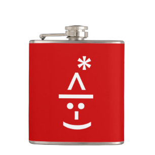 Christmas Elf Emoticon Xmas ASCII Text Art Flask