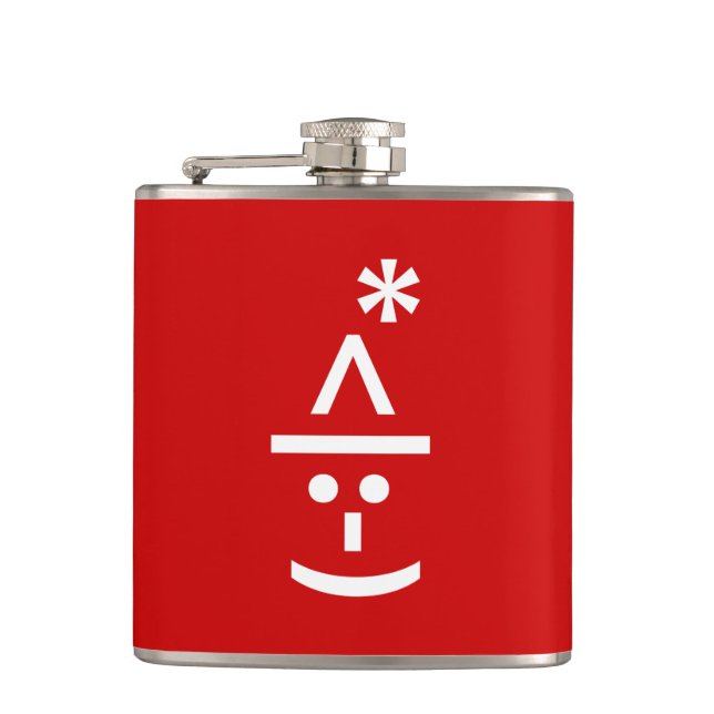 Christmas Elf Emoticon Xmas ASCII Text Art Flask (Front)