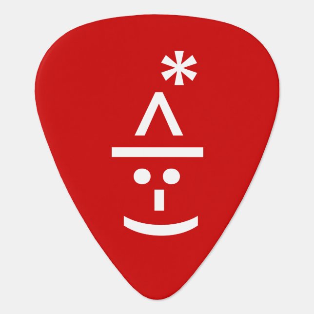 Christmas Elf Emoticon Xmas ASCII Text Art Guitar Pick (Front)
