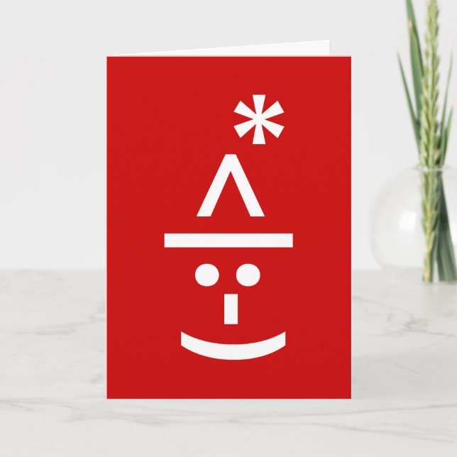 Christmas Elf Emoticon Xmas ASCII Text Art Holiday Card (Front)
