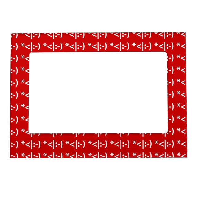 Christmas Elf Emoticon Xmas ASCII Text Art Magnetic Photo Frame (Front)