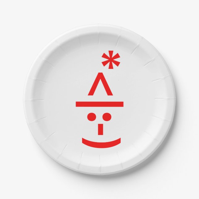 Christmas Elf Emoticon Xmas ASCII Text Art Paper Plates (Front)