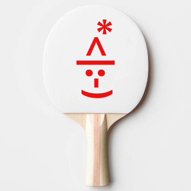 Christmas Elf Emoticon Xmas ASCII Text Art Ping-Pong Paddle (Front)