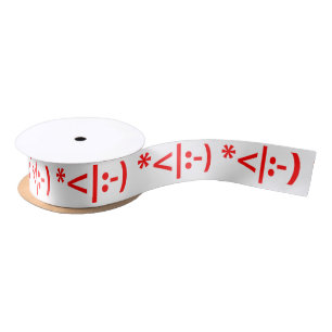 Christmas Elf Emoticon Xmas ASCII Text Art Satin Ribbon