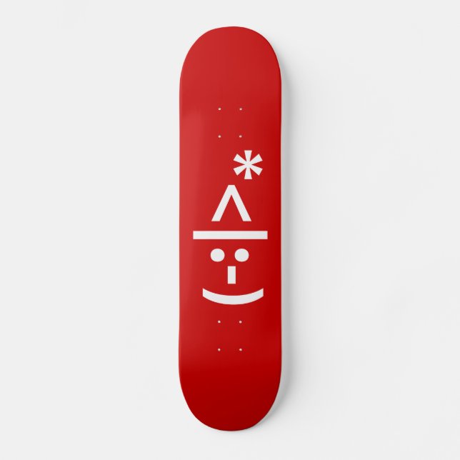 Christmas Elf Emoticon Xmas ASCII Text Art Skateboard Deck (Front)