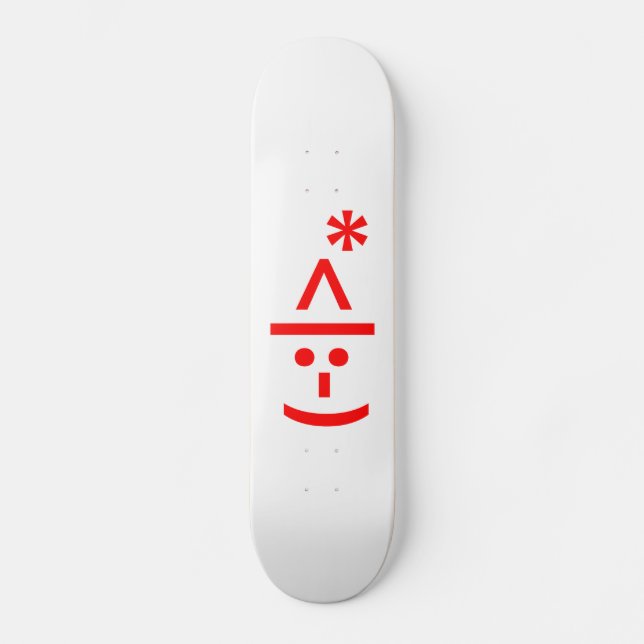 Christmas Elf Emoticon Xmas ASCII Text Art Skateboard Deck (Front)