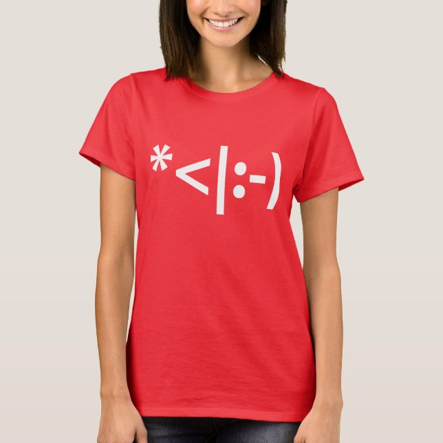 Christmas Elf Emoticon Xmas ASCII Text Art T-Shirt (Front)
