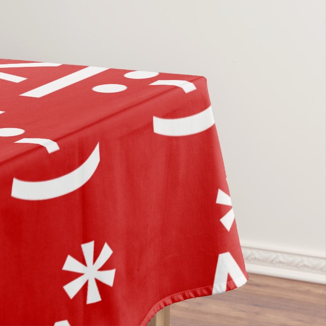 Christmas Elf Emoticon Xmas ASCII Text Art Tablecloth (In Situ)