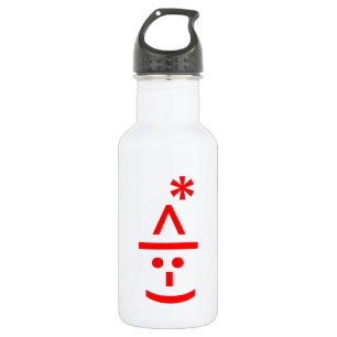 Christmas Elf Emoticon Xmas ASCII Text Art Water Bottle