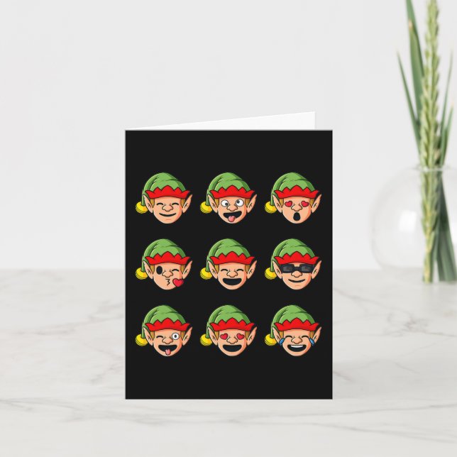 Christmas Elf Faces Fun Boys Girls Kids Xmas  Card (Front)