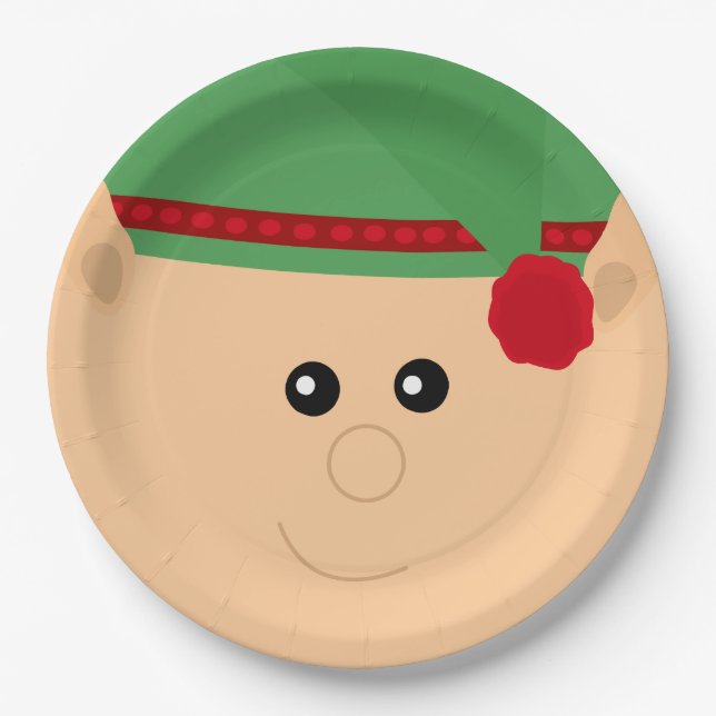 Christmas Elf Festive Paper Plates (Front)