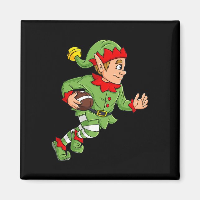 Christmas Elf Football Running Back Boys Kids Fami Magnet (Front)