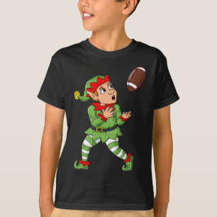 Christmas Elf Football Wide Receiver Boys Kids Fam T-Shirt