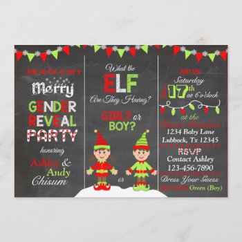 Christmas Elf Gender Reveal Invitation by AshleysPaperTrail at Zazzle