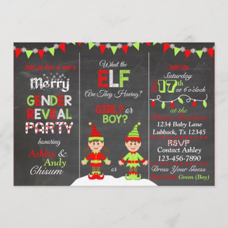 Christmas Elf Gender Reveal Invitation