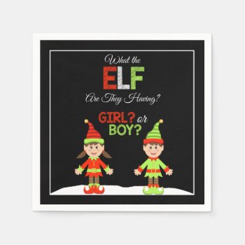 Christmas Elf Gender Reveal Napkins by AshleysPaperTrail at Zazzle