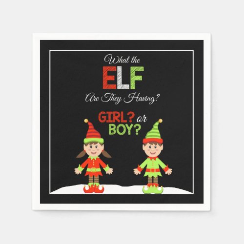 Christmas Elf Gender Reveal Napkins